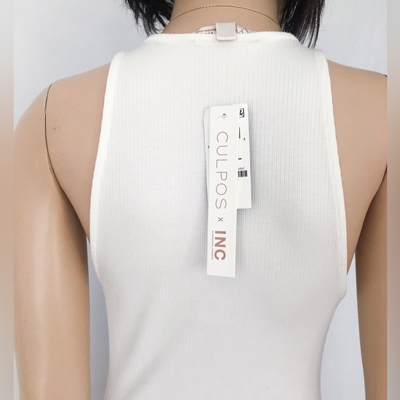 NEW White Tank Maxi Dress Small Culpos X INC long Ribbed Bodycon Dress Cover Up - Picture 5 of 9